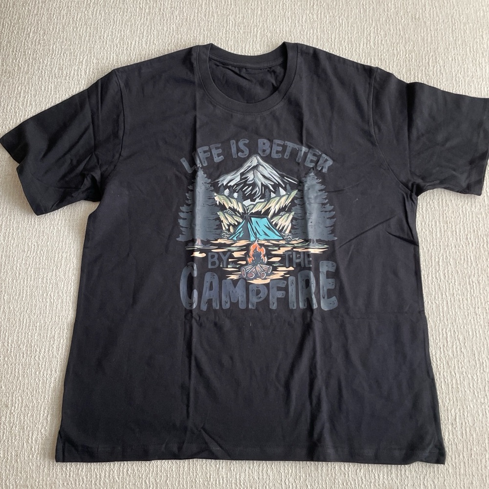 Life is Better by the Campfire Black Graphic T-Shirt